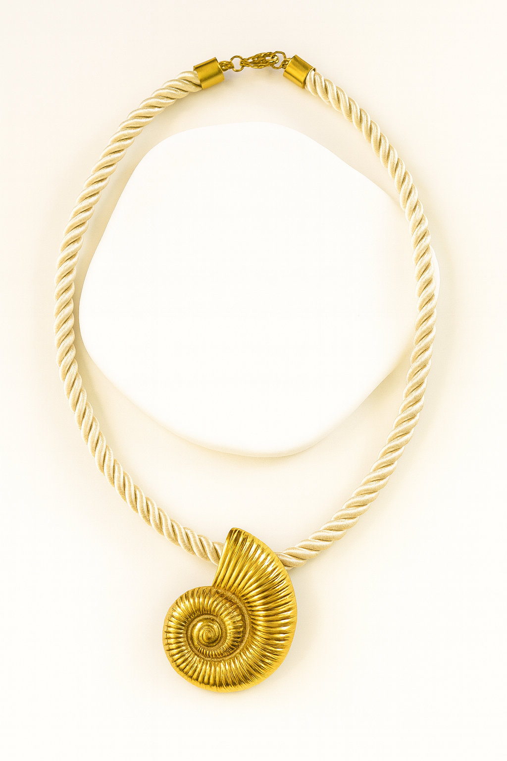 Collier Coquillage Doré – Corde Torsadée Ivoire