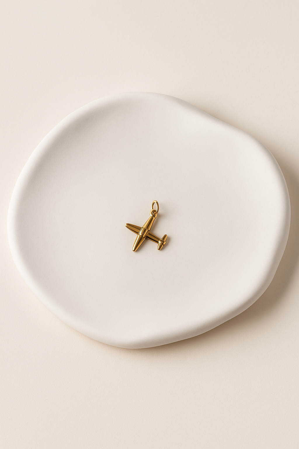 Charms avion - en acier inoxydable couleur or