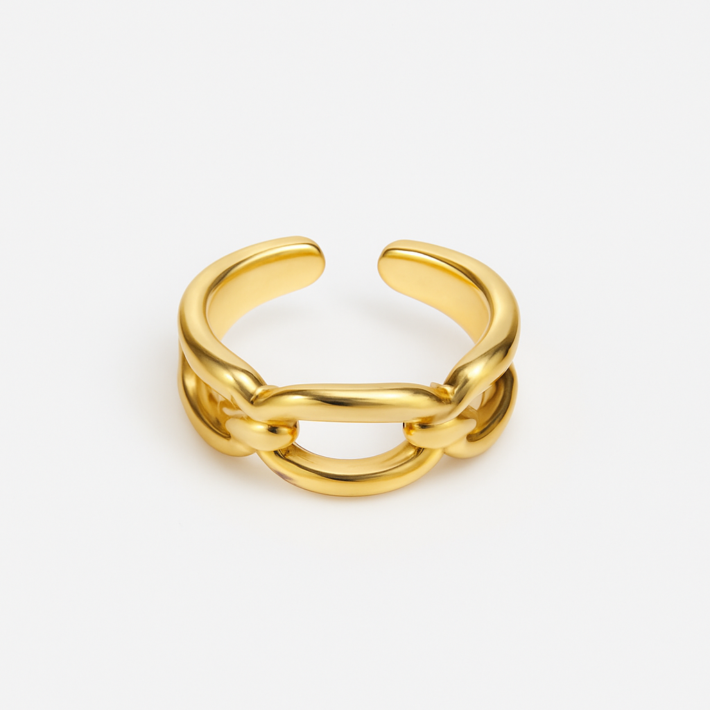 Bague dorée chaîne – Élégance contemporaine