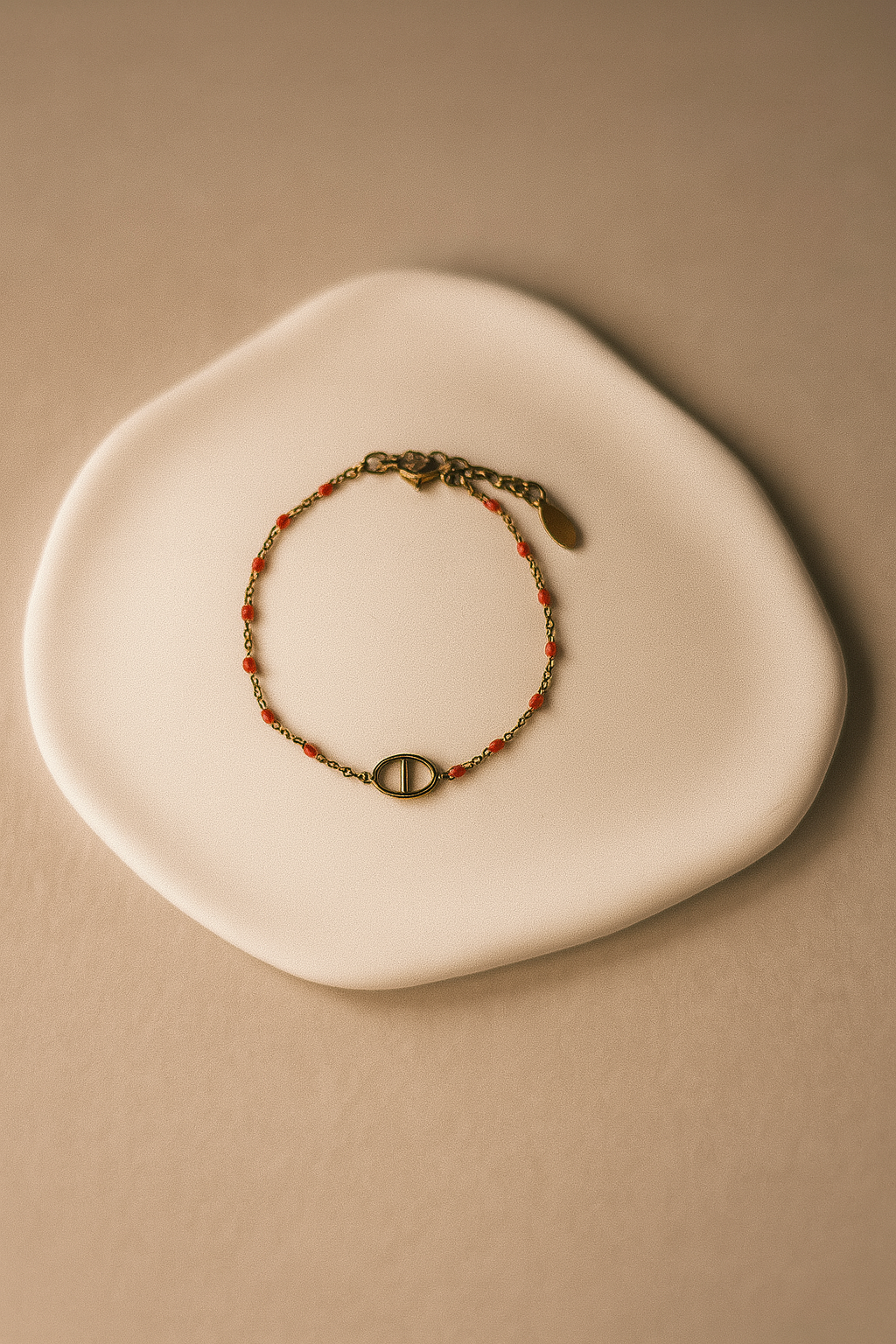 Bracelet minimaliste en perles dorée et orange