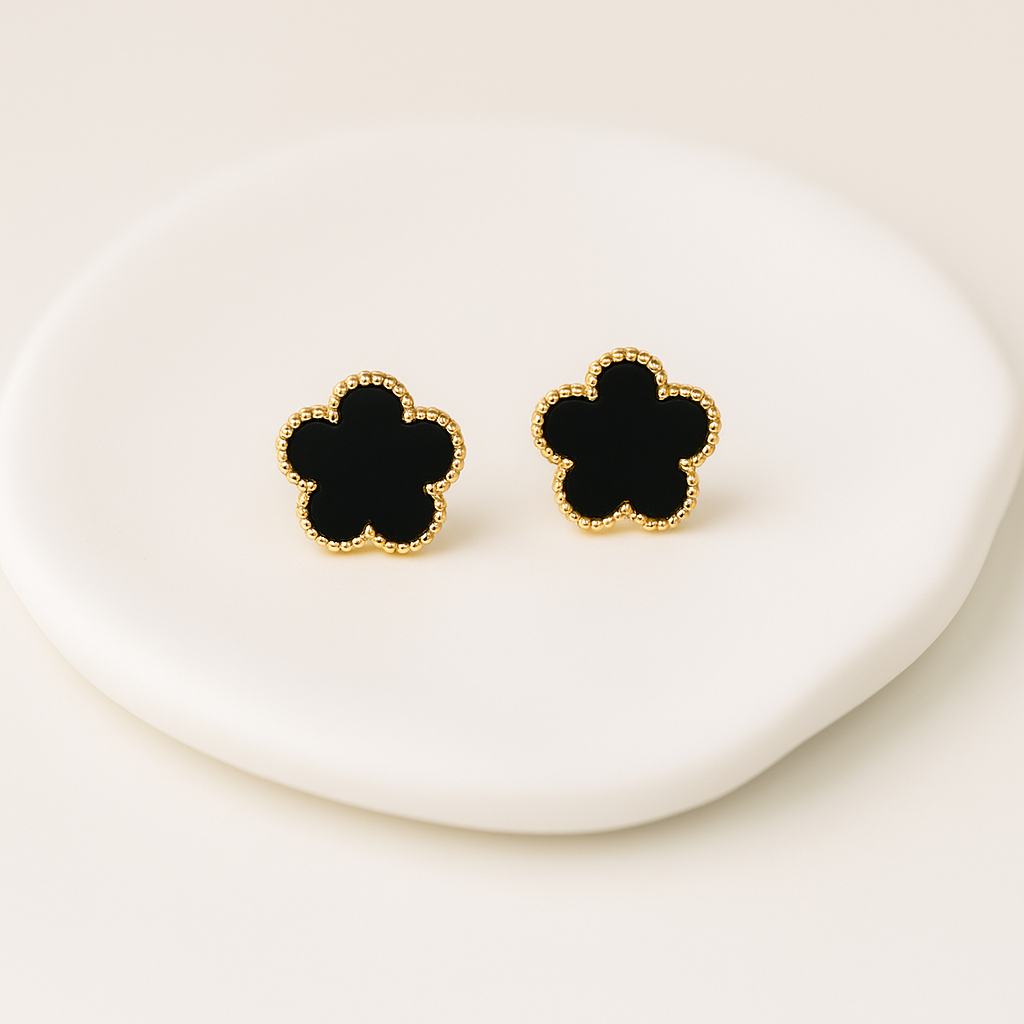 Boucles d'oreilles - Trèfle noir
