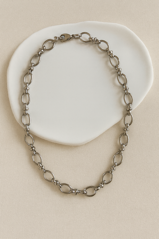 Collier vierge à grands maillons ovales - Argent