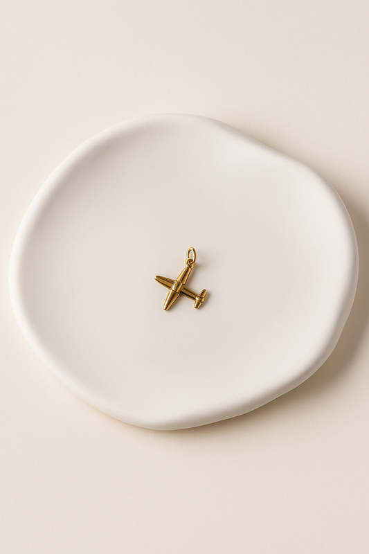 Charms avion - en acier inoxydable couleur or