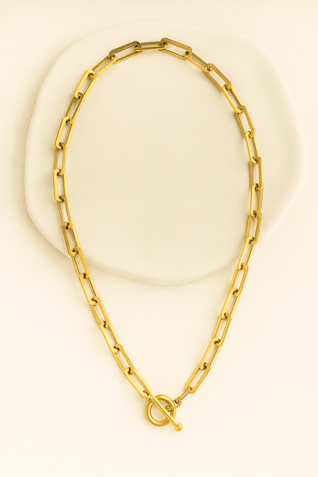 Collier Doré à Maillons Rectangulaires avec fermoir Toggle