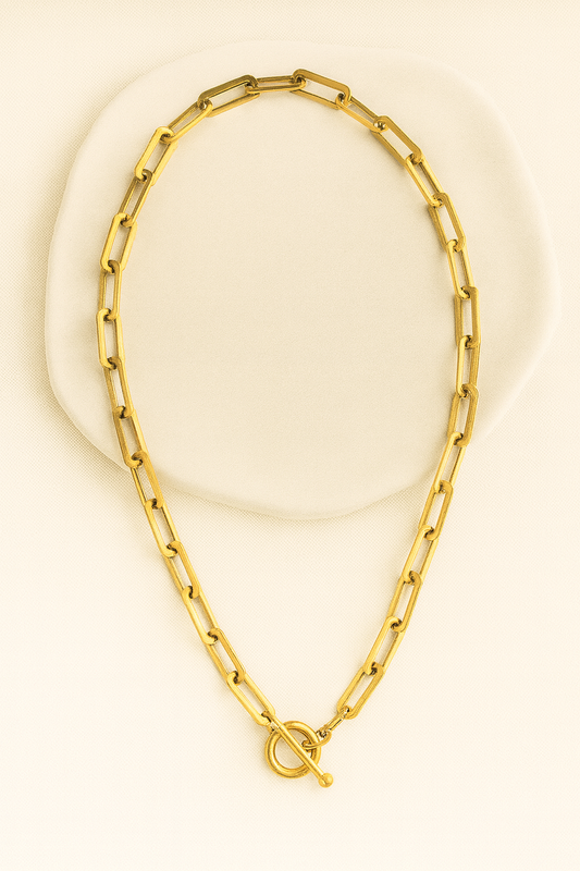 Collier Doré à Maillons Rectangulaires avec fermoir Toggle