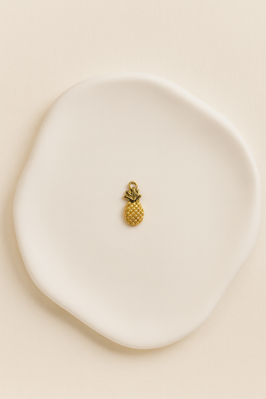 Charms ananas - en acier inoxydable couleur or