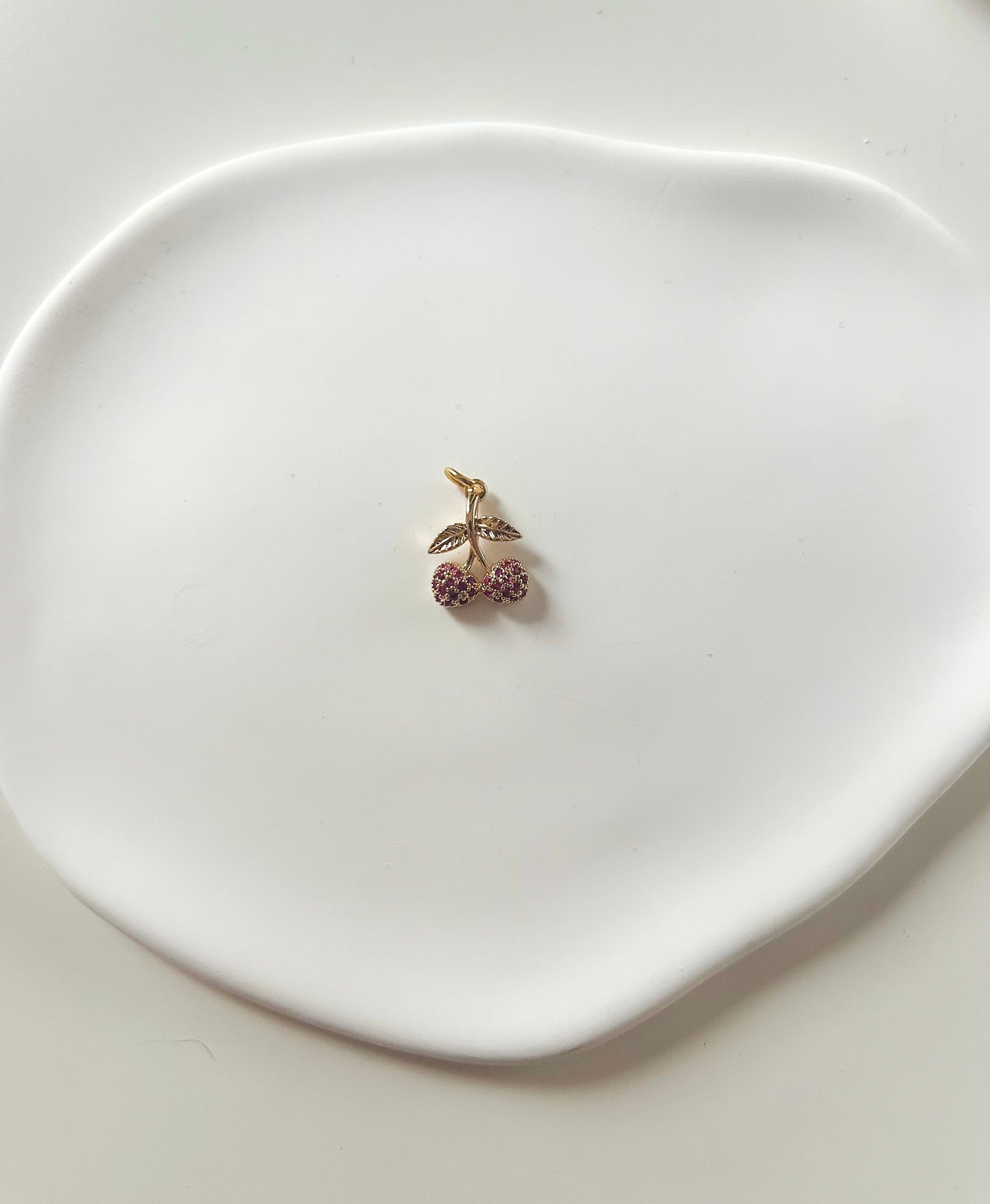 Charms en forme de cerise - Doré & Rose