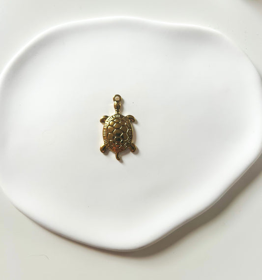 Charms tortue de mer Taille Grand - en acier inoxydable couleur or