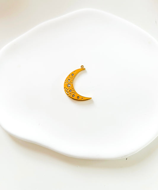 Charms lune dorée étoilée - grande taille