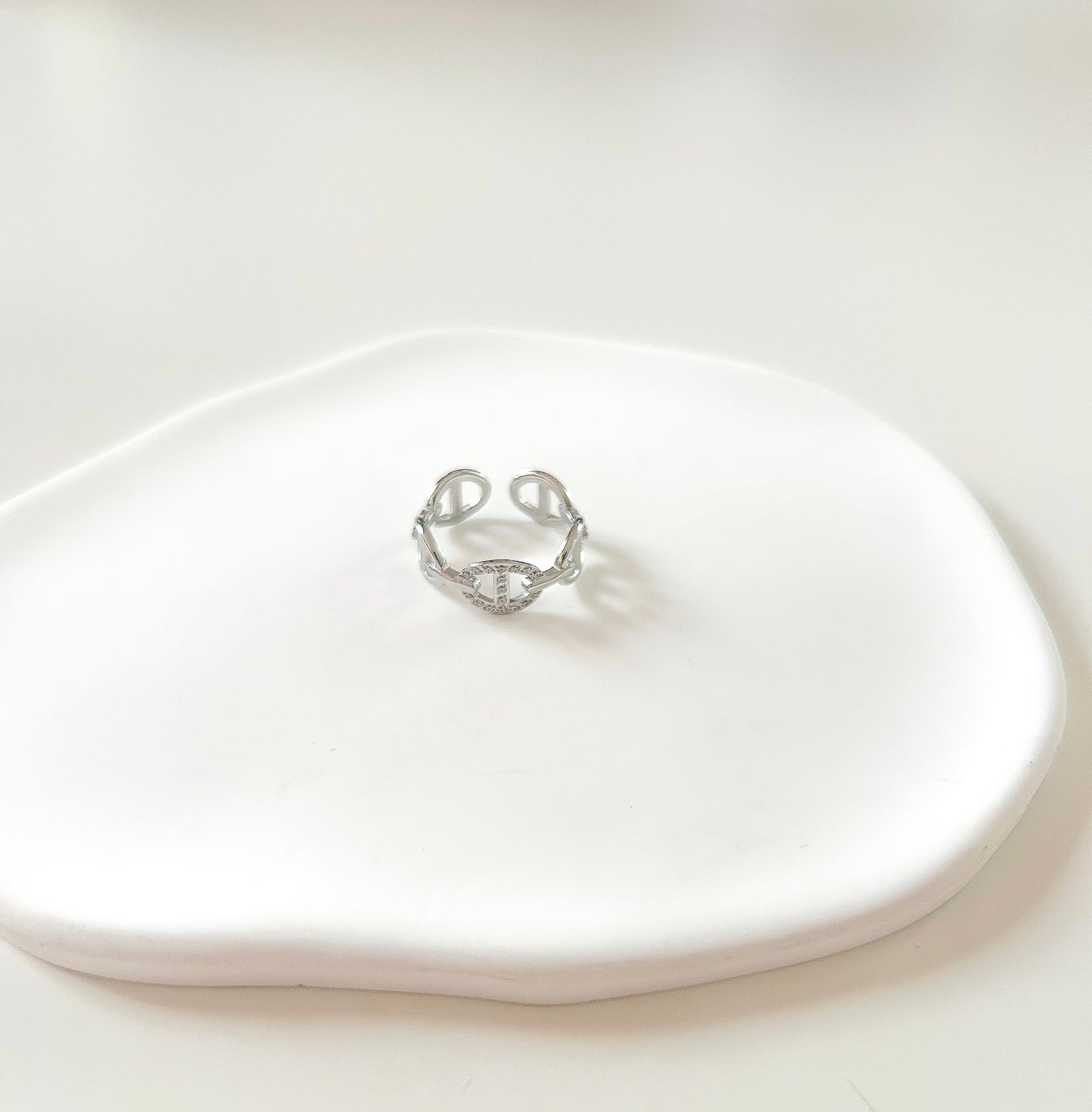 Bague argentée pailletée