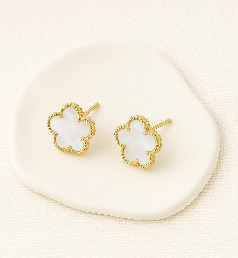 Boucles d'oreilles - Trèfle Blanc