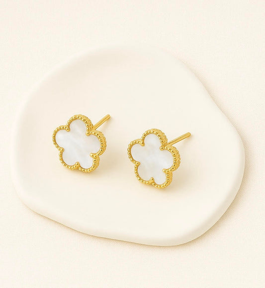 Boucles d'oreilles - Trèfle Blanc